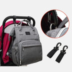 Black stroller compatible diaper backpack