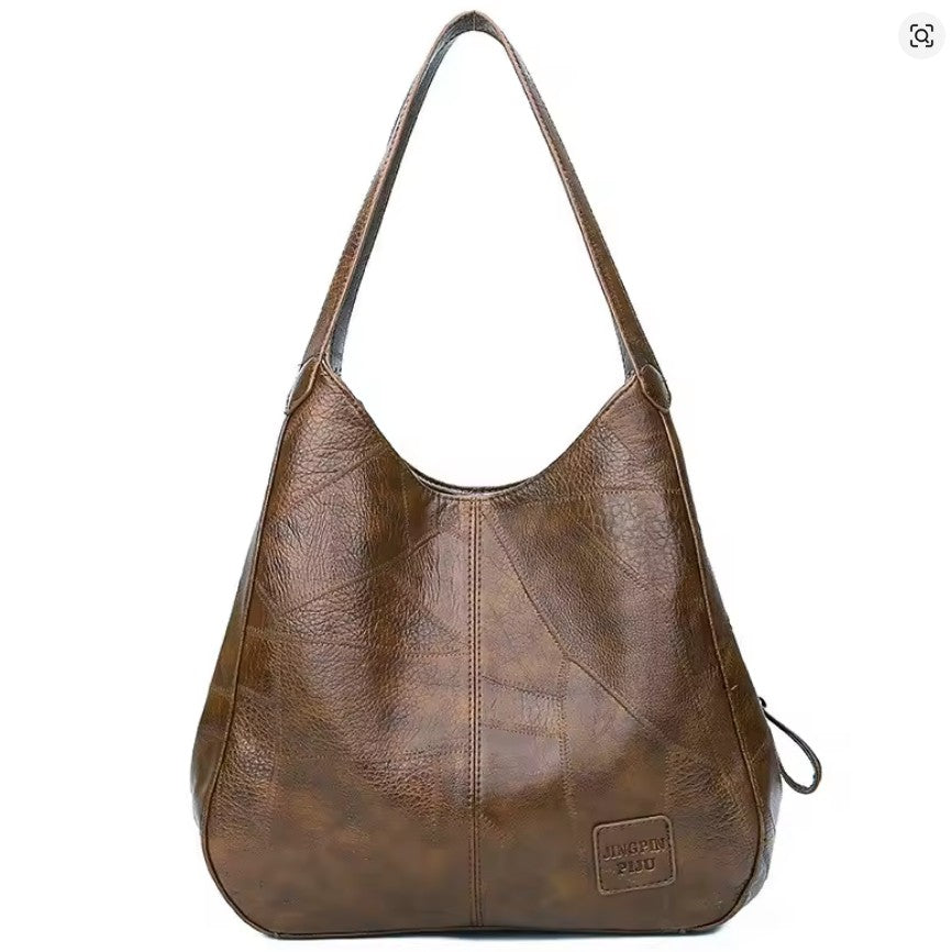 Coffee leather hobo bag