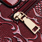 Aligator red leather shopper handbag