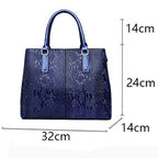 Aligator red leather shopper handbag