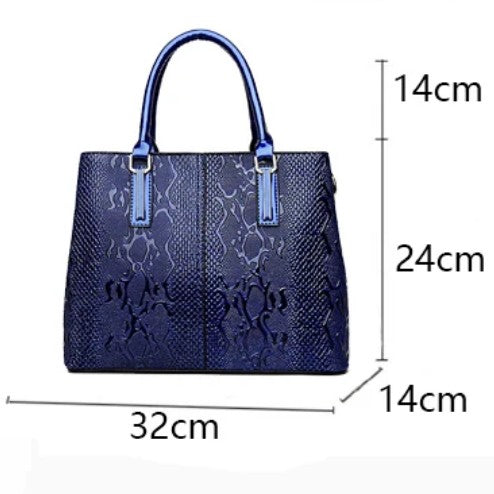 Aligator blue leather shopper handbag