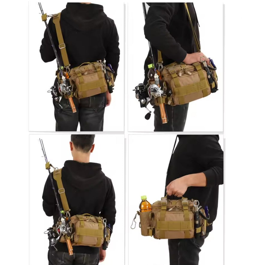 Black tactical fishing tackle bag