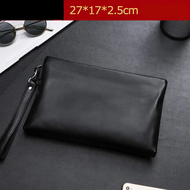 Leather clutch with wrist strap