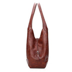 Red leather hobo bag