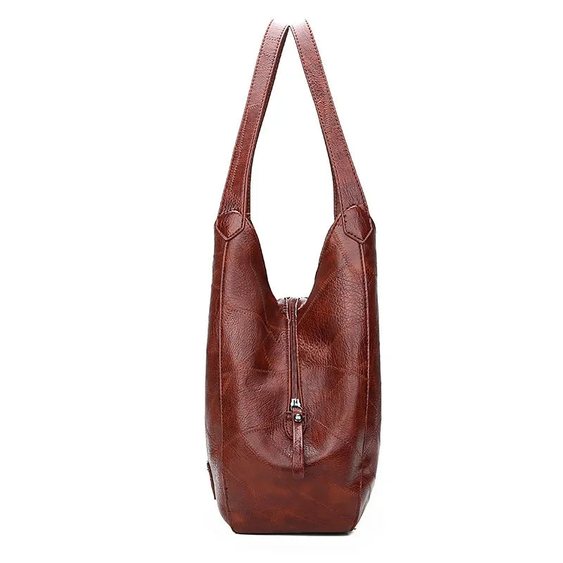 Coffee leather hobo bag