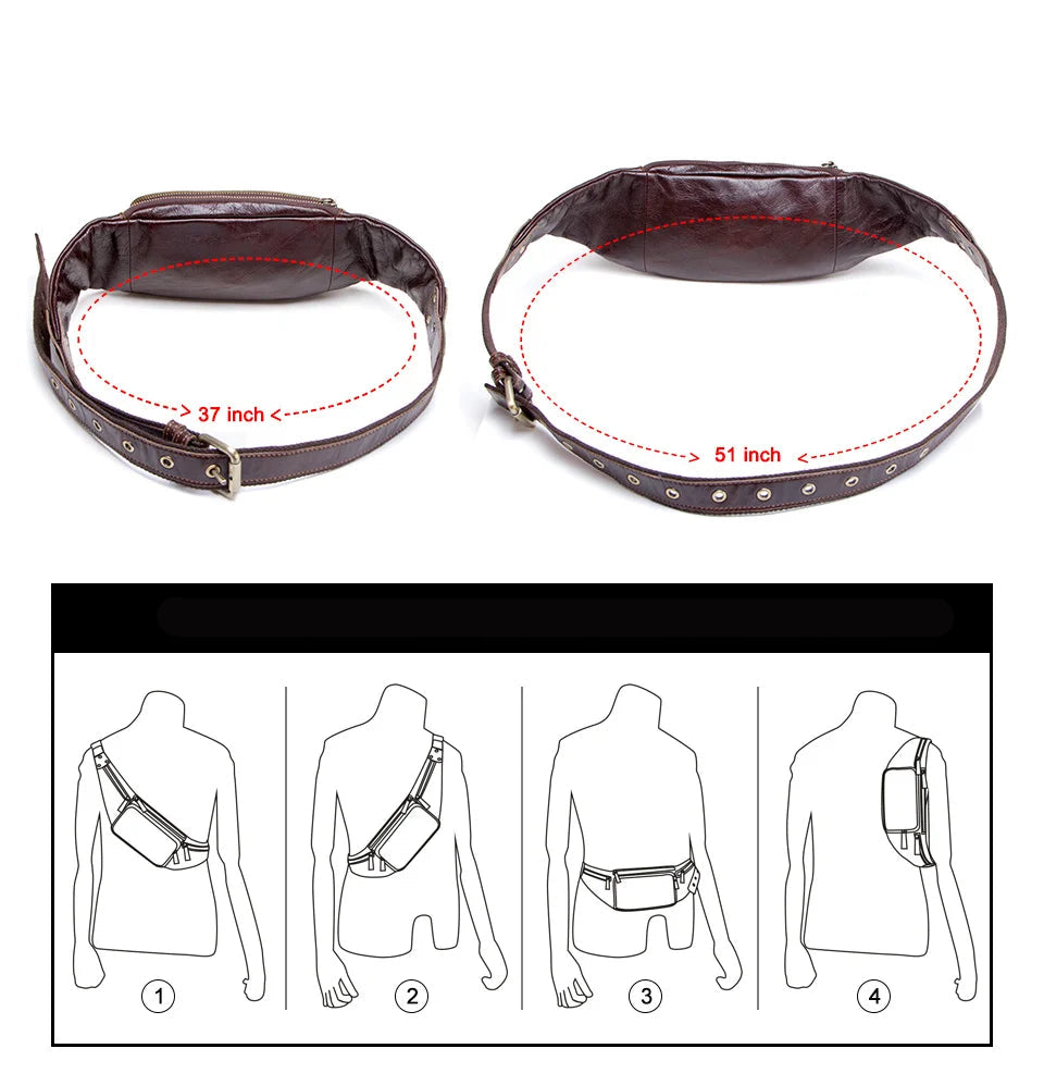 Leather belt bag for men