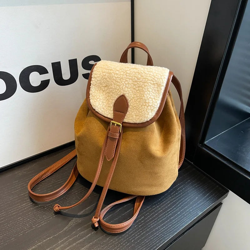 Classic suede backpack for women
