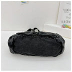 Denim top-handle handbag