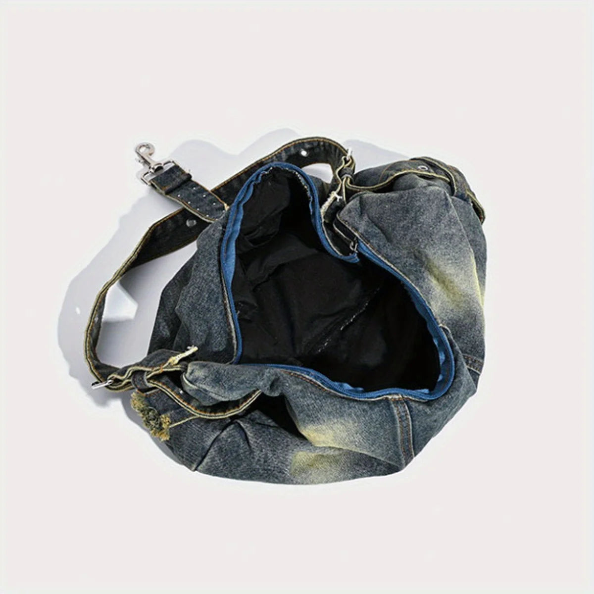 Stonewashed denim handbag with soft finish