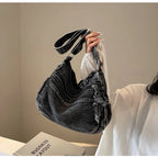 Multi-pockets denim shoulder bag for women
