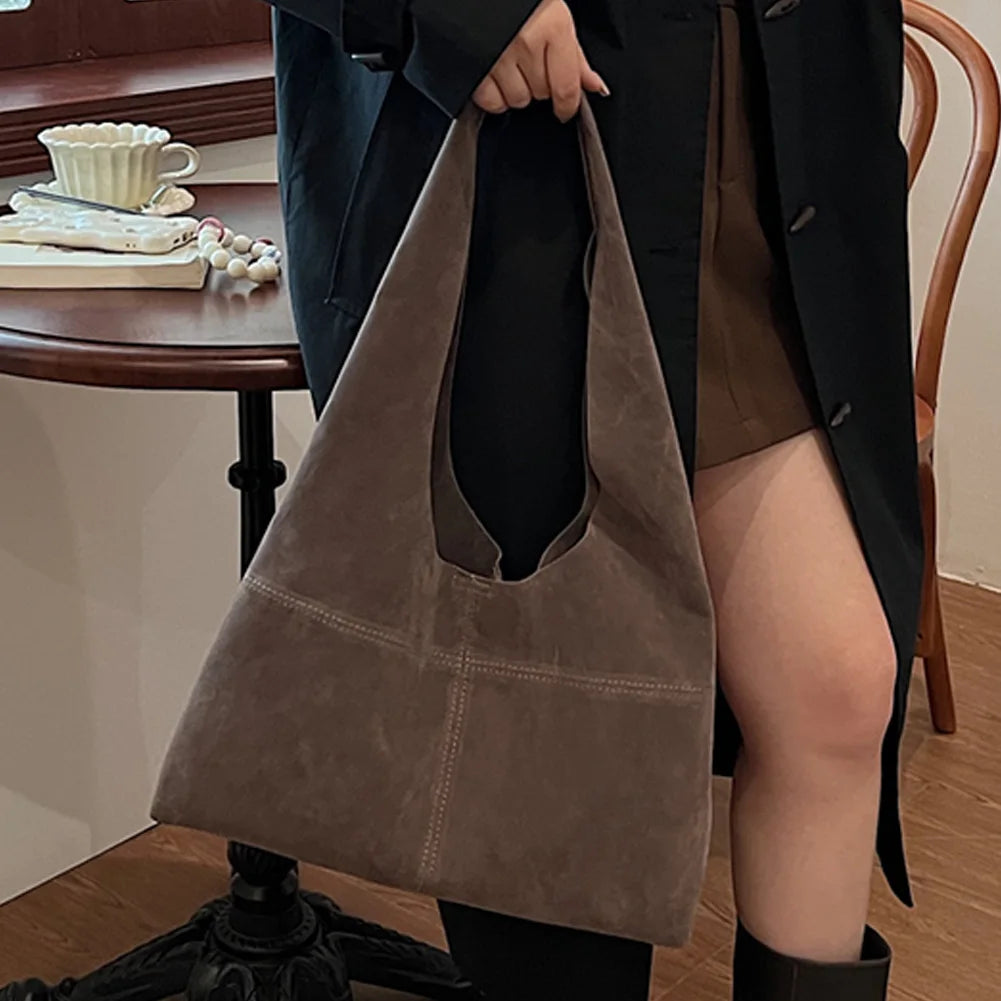 Slouch-style suede handbag