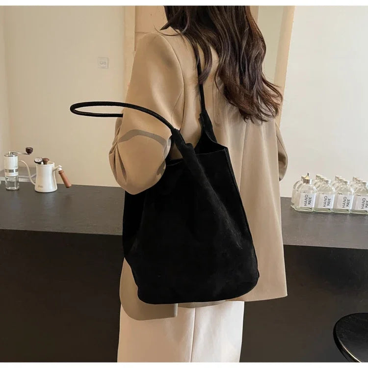 Shoulder suede tote bag
