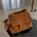 Suede tote bag with large shoulder strap