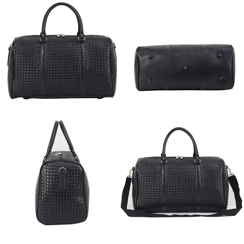 Business leather weekender duffle bag