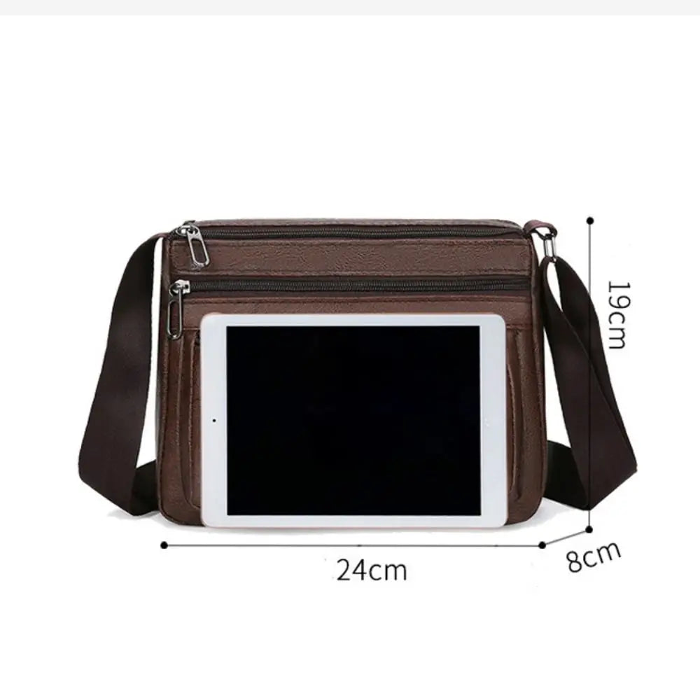 Men soft leather crossbody bag