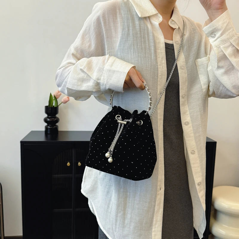 Corduroy handbag with chain strap