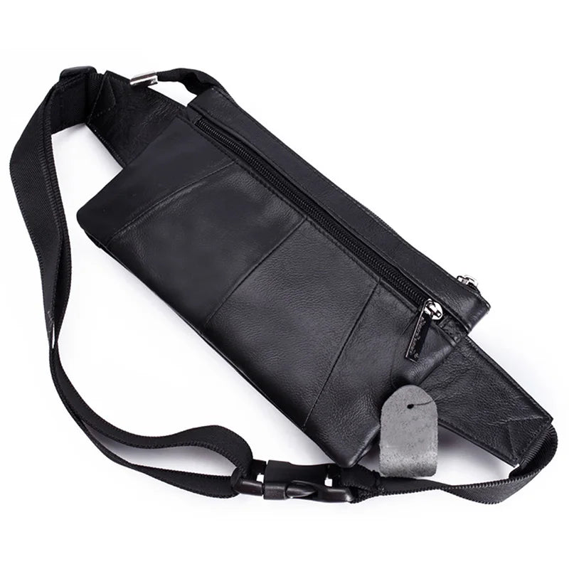 Wide-strap leather bum bag