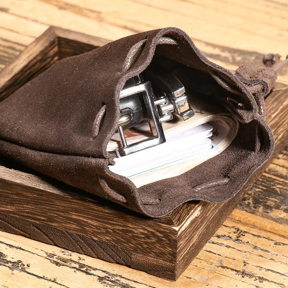 Retro leather belt pouch