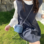 Retro chain strap denim shoulder handbag