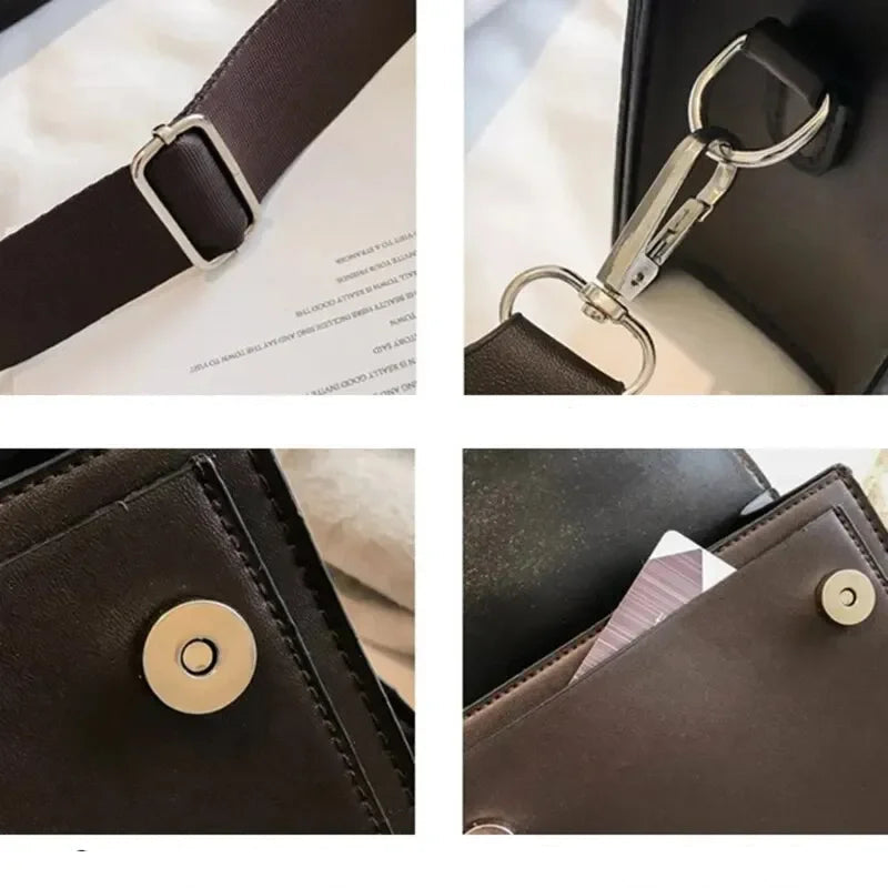Retro leather crossbody bag for women