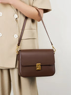 Retro style leather crossbody bag