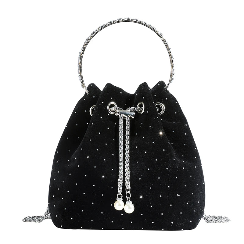 Corduroy handbag with chain strap