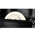 Leather handbag with detachable shoulder strap