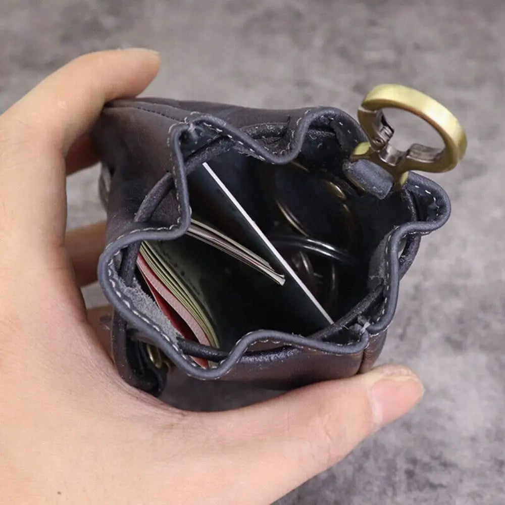 Soft leather drawstring pouch