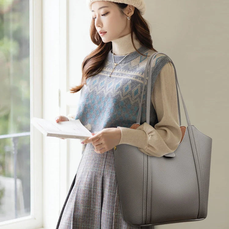 Elegant soft leather tote bag