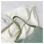 Corduroy handbag set with soft chain handle
