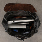 Leather laptop rucksack with top handle
