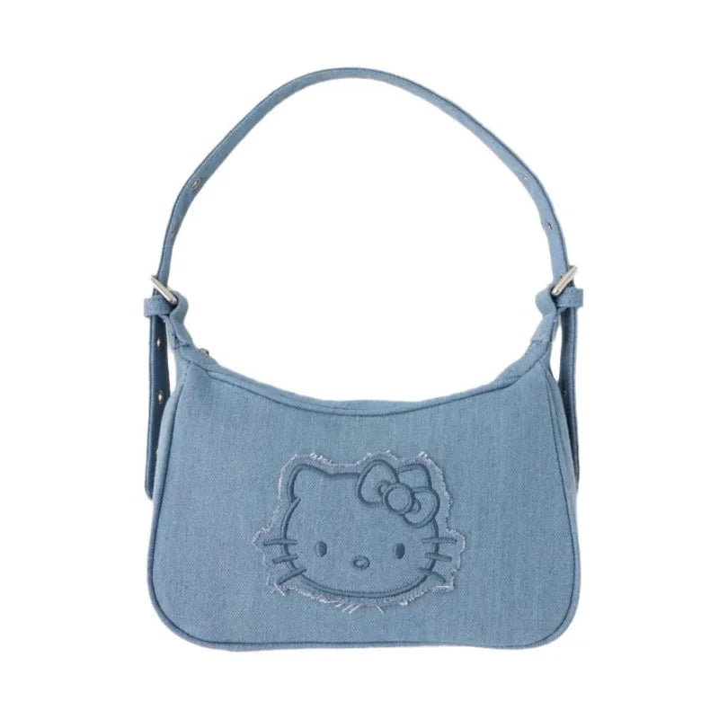 Soft denim shoulder handbag