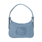 Soft denim shoulder handbag