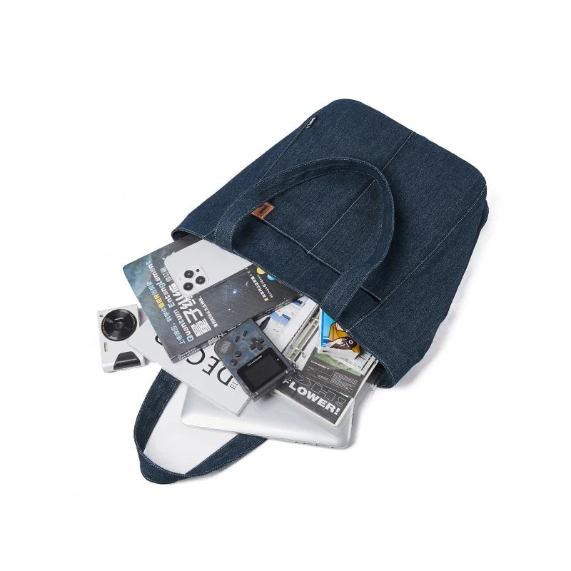 Denim tote bag with embroidery