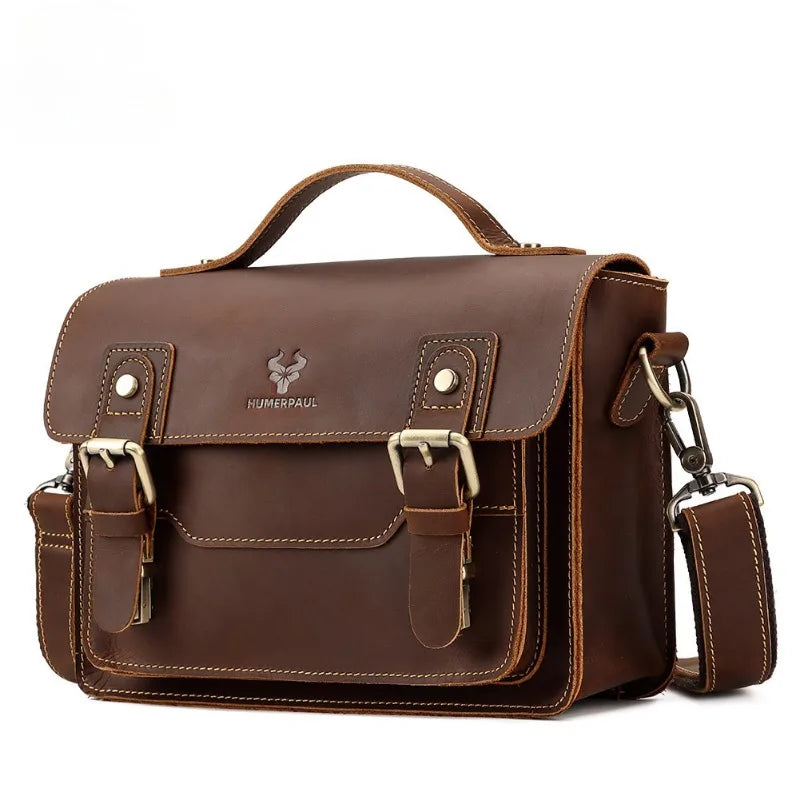 Large leather satchel shoulder bag