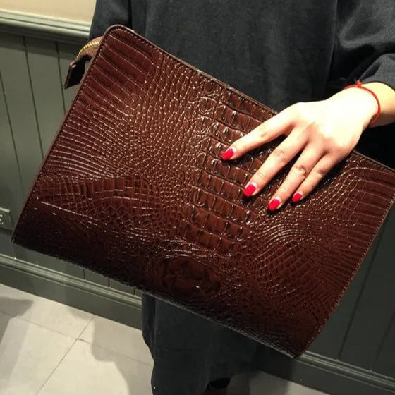 Large leather clutch