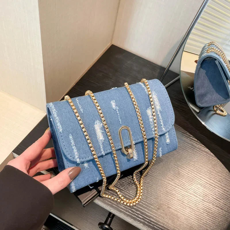 Casual washed denim purse for everyday outfits