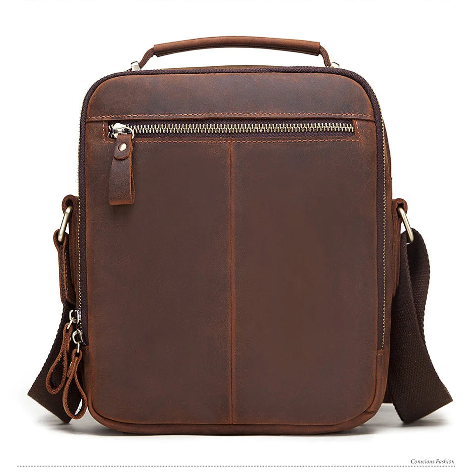 Compact leather crossbody satchel