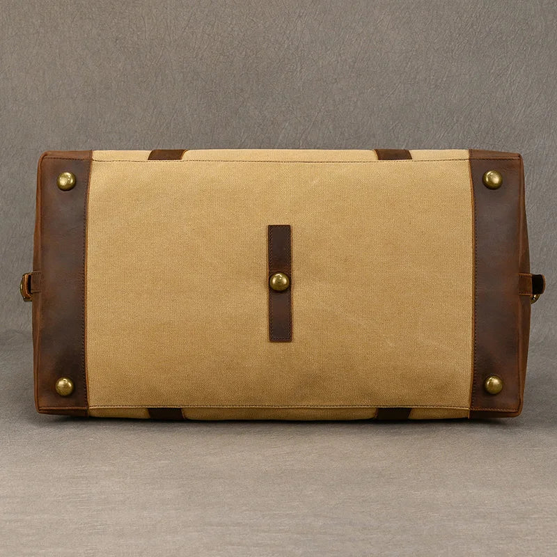 Soft leather overnight duffle bag