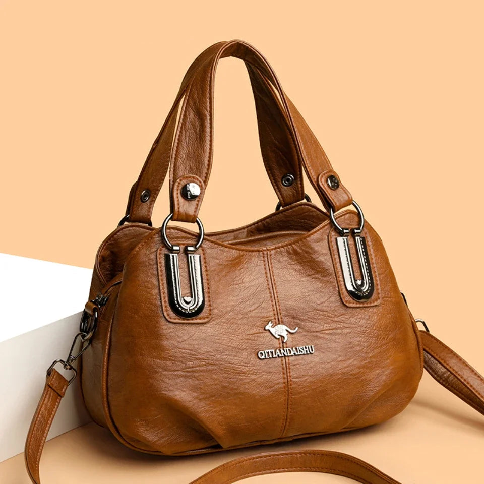 Crossbody leather hobo bag