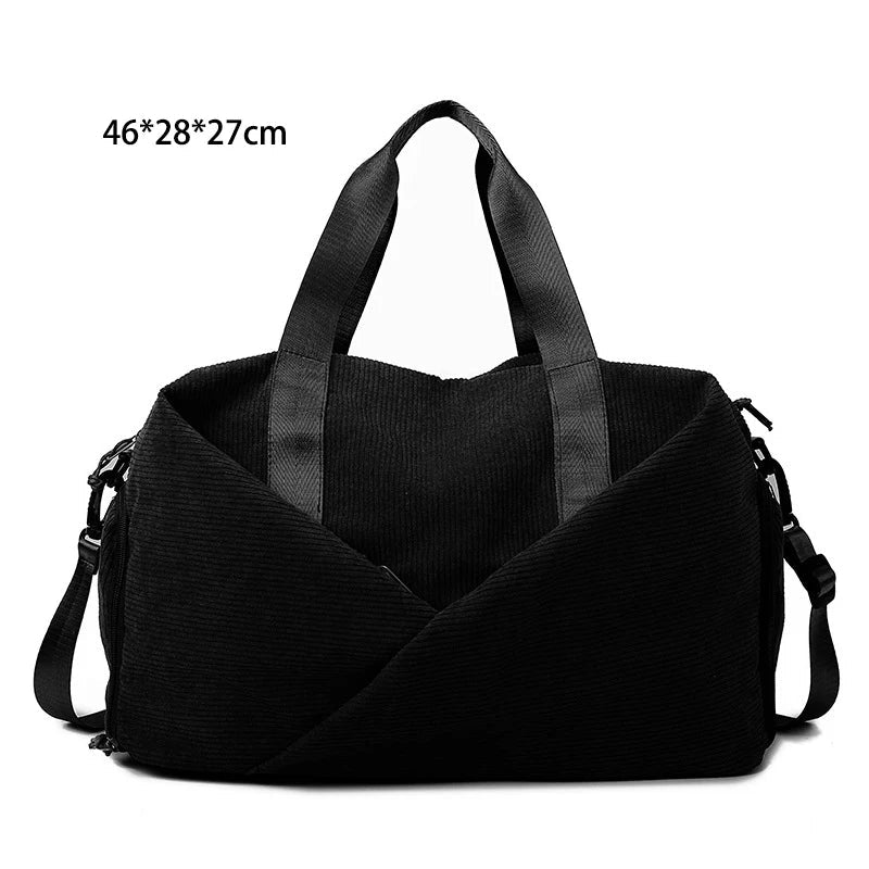 Corduroy sports gym bag with shoe pocket