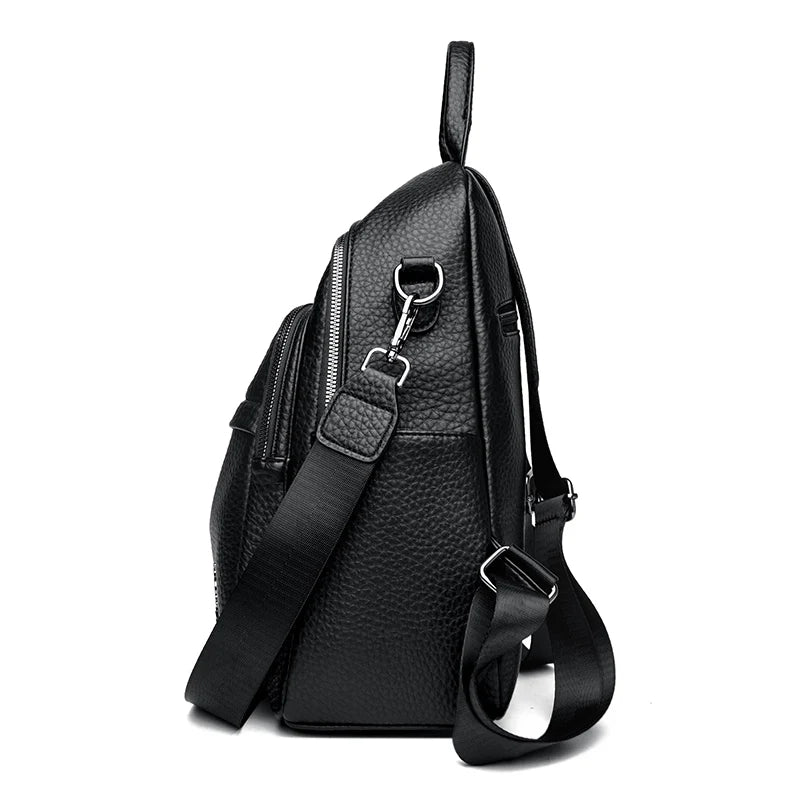 Convertible leather backpack for women