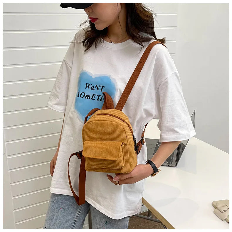 Mini corduroy backpack