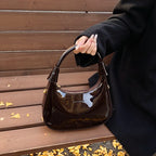 Women shiny leather hobo bag