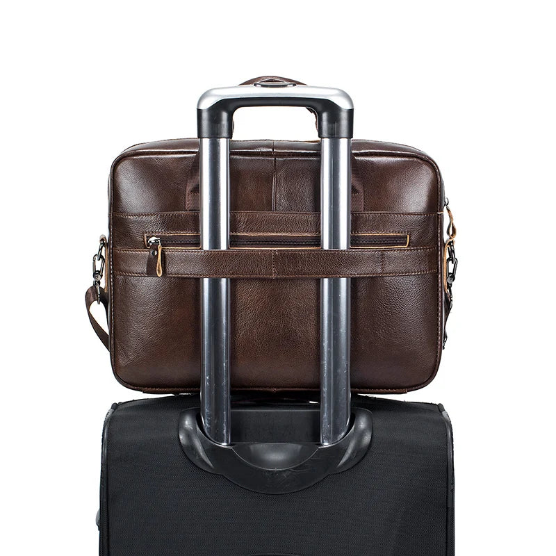 Men's structured leather laptop case