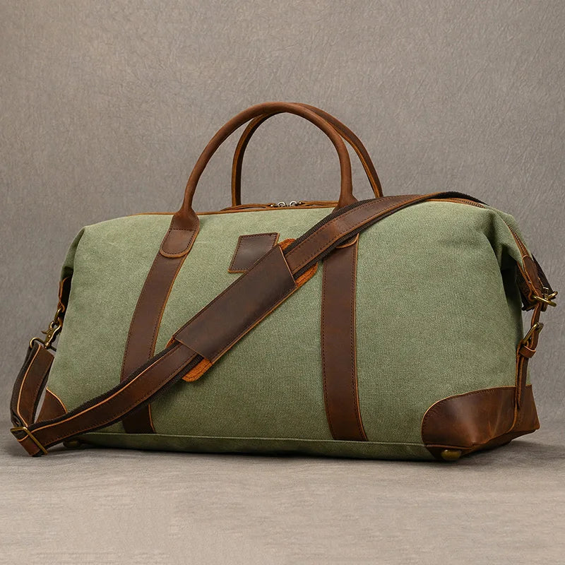 Soft leather overnight duffle bag
