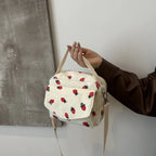 Stawberry corduroy handbag with top handle