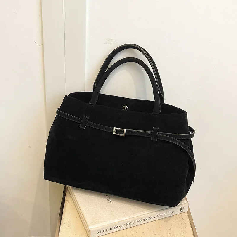 Vintage suede shopper tote bag