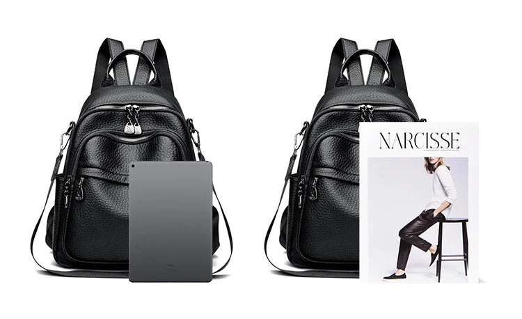 Convertible leather backpack for women