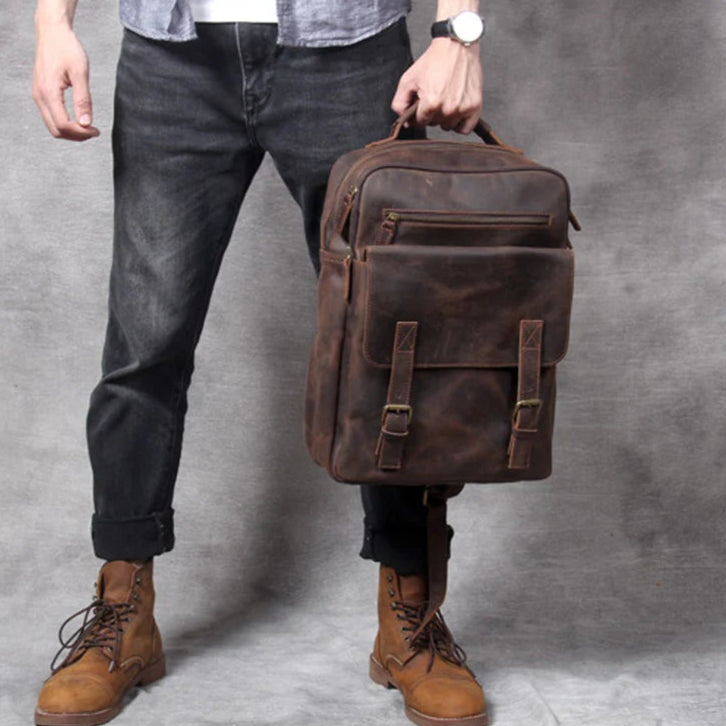 Leather hiking rucksack
